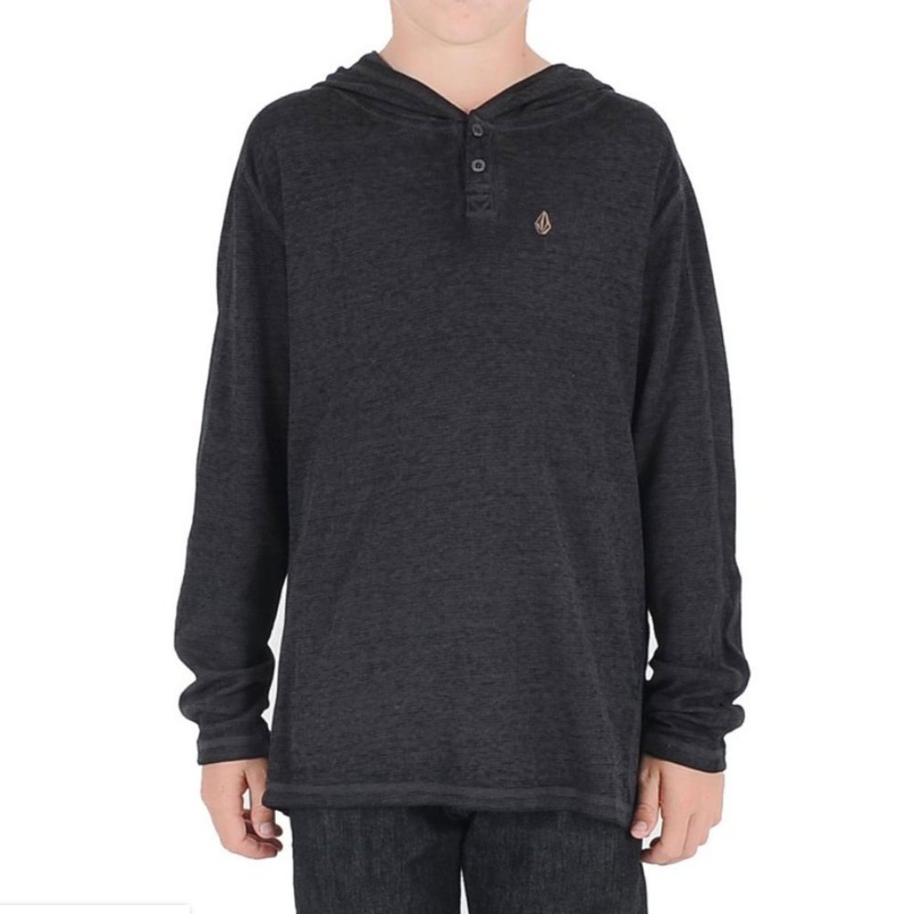 🍒 VOLCOM Boys Burnt Burnout Thermal Hoodie Sz L Youth